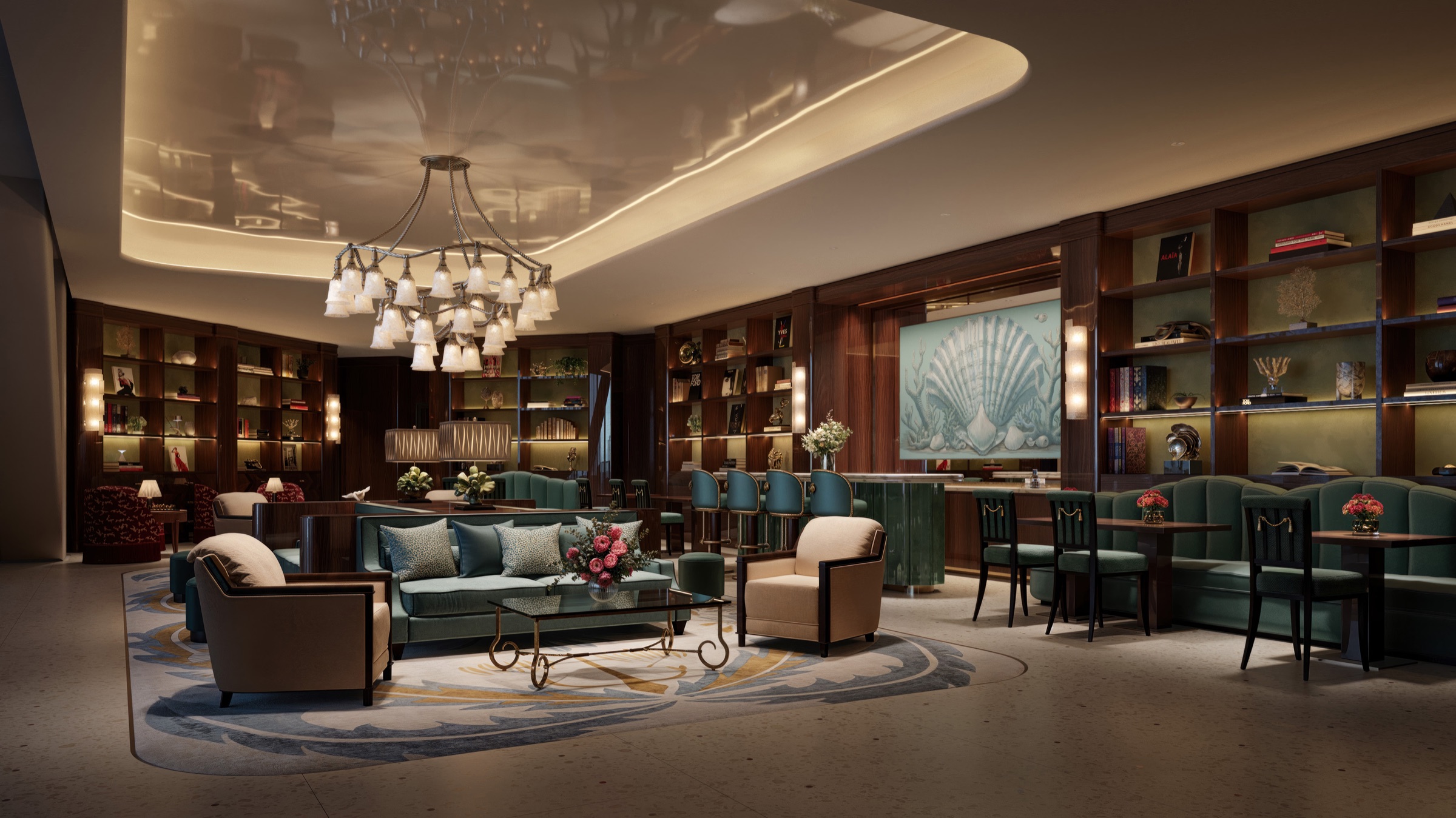 The library lounge at night