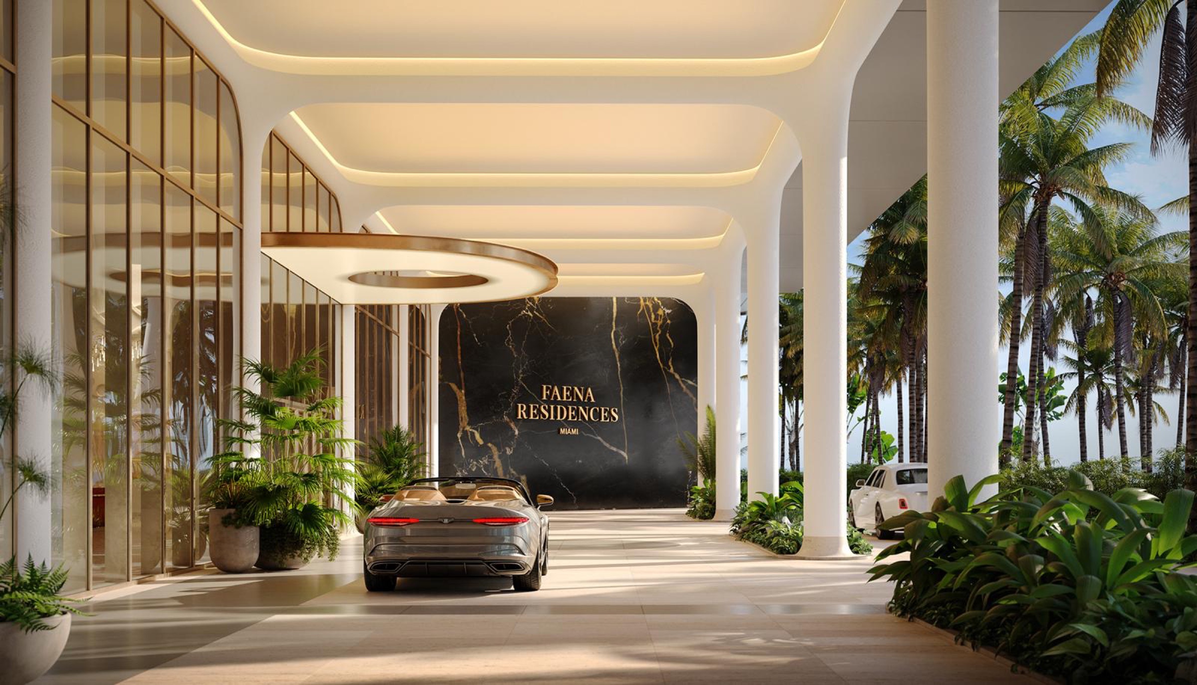The riverfront porte cochère arrival