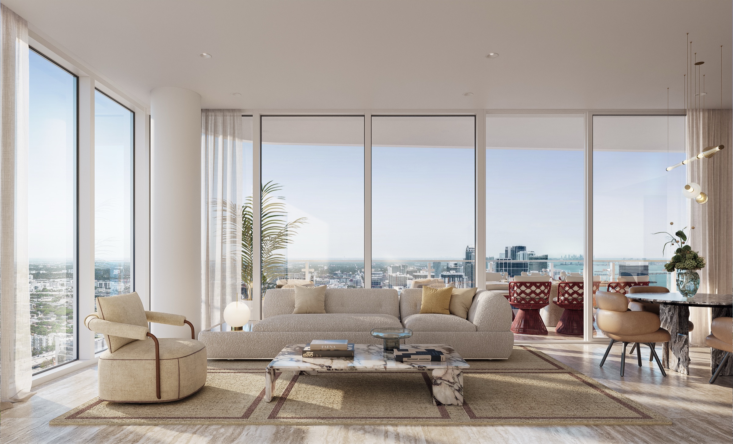 Living room with river views