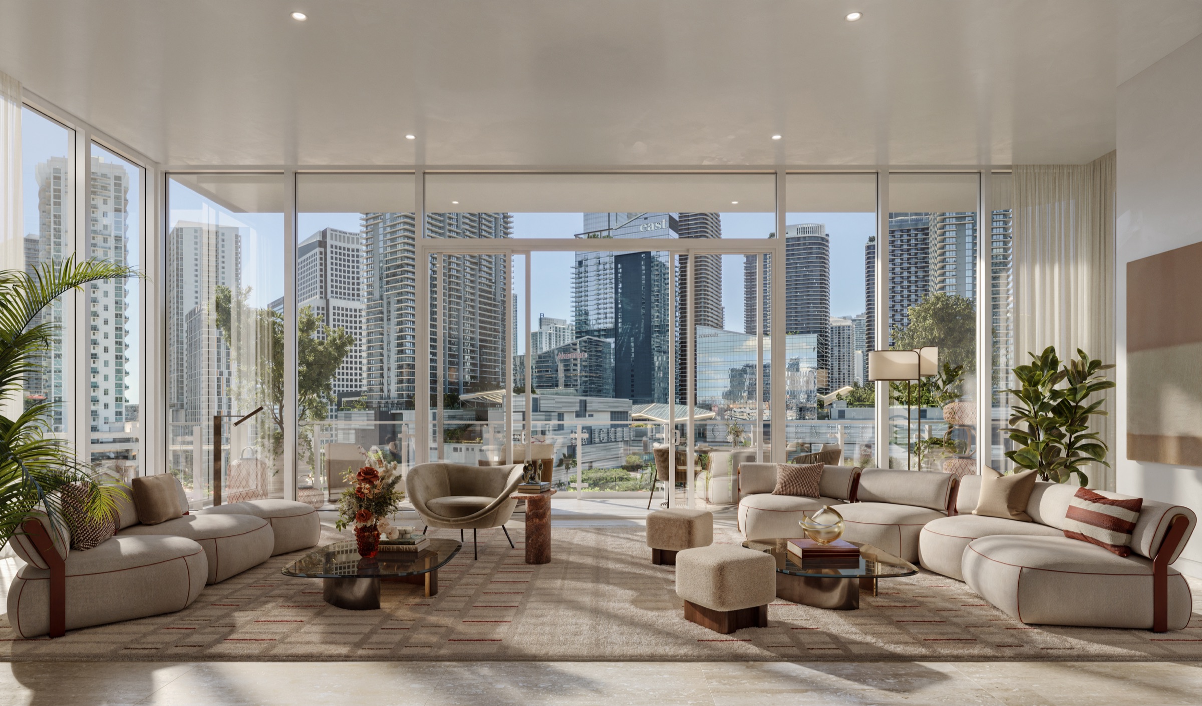 Double-height River Loft living room